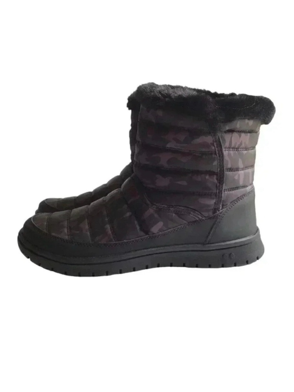 Ryka Suzy Women 6.5 WIDE Quilted Camo Water Repellant Snow Boots Black Faux Fur - Picture 7 of 8